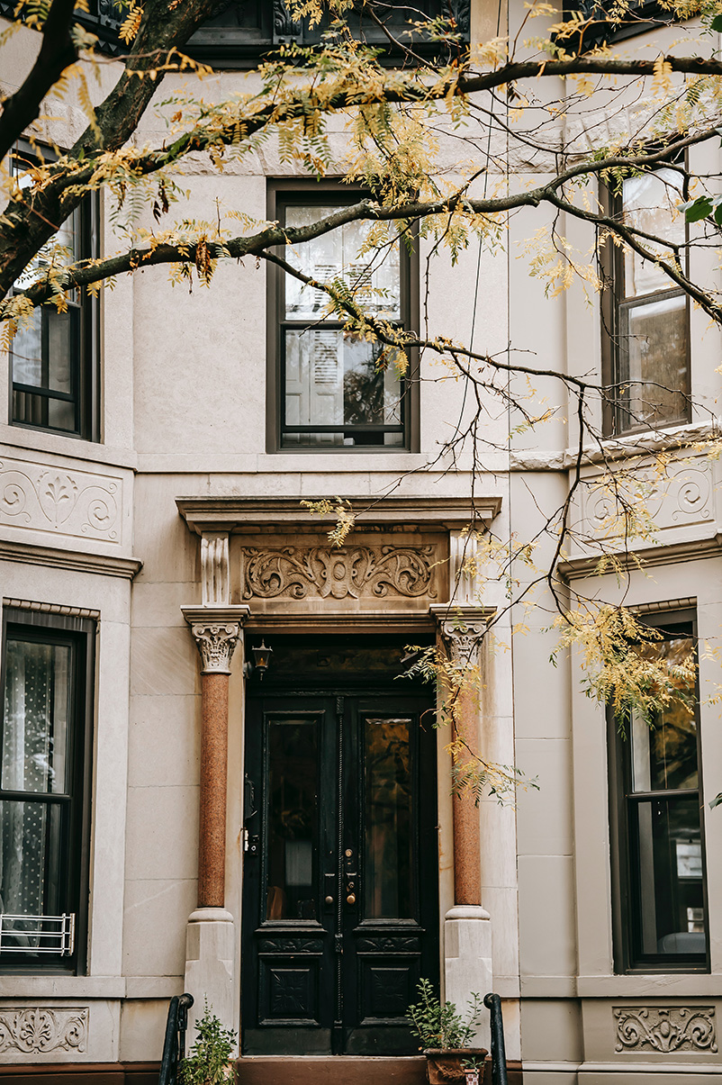 Double entrance door of an apartment building